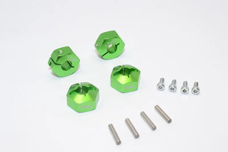 Tamiya Mf01x & M06 Aluminum Hex Adapter (12Mmx7mm) - 4Pcs Set Green 1