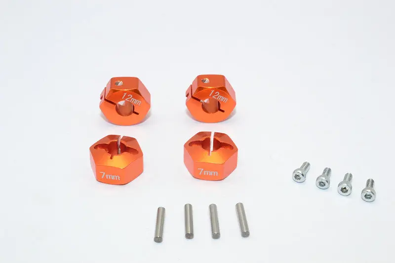 Tamiya Mf01x & M06 Aluminum Hex Adapter (12Mmx7mm) - 4Pcs Set Orange 1