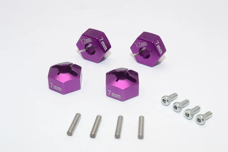 Tamiya Mf01x & M06 Aluminum Hex Adapter (12Mmx7mm) - 4Pcs Set Purple 1