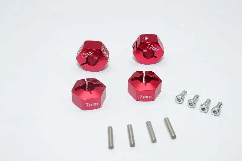 Tamiya Mf01x & M06 Aluminum Hex Adapter (12Mmx7mm) - 4Pcs Set Red 1
