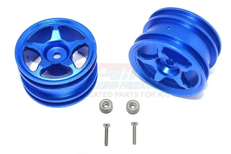 Tamiya T3-01 Dancing Rider Trike Aluminum Rear Wheel (5 Poles Design) - 1Pr Set Blue 1
