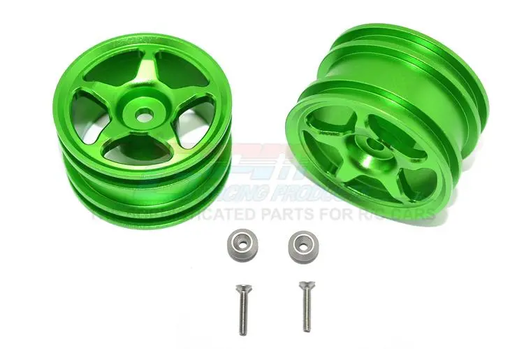 Tamiya T3-01 Dancing Rider Trike Aluminum Rear Wheel (5 Poles Design) - 1Pr Set Green 1
