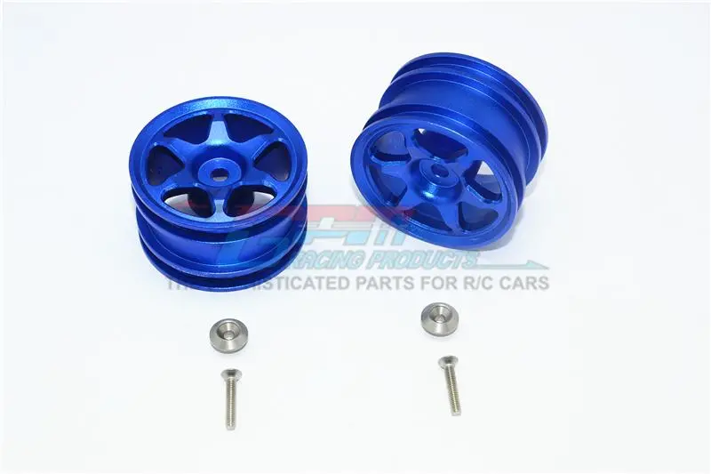 Tamiya T3-01 Dancing Rider Trike Aluminum Rear Wheel (6 Poles Design) - 1Pr Set Blue 1