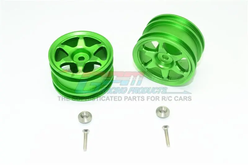 Tamiya T3-01 Dancing Rider Trike Aluminum Rear Wheel (6 Poles Design) - 1Pr Set Green 1