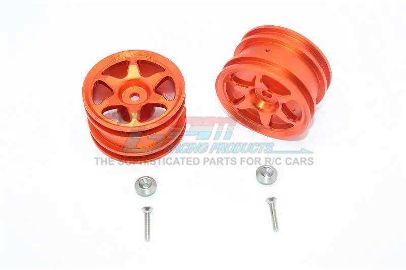 Tamiya T3-01 Dancing Rider Trike Aluminum Rear Wheel (6 Poles Design) - 1Pr Set Orange 1