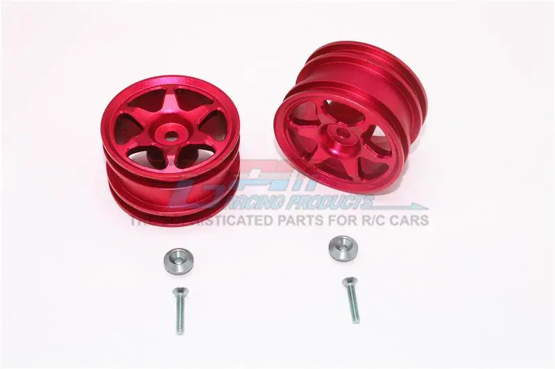 Tamiya T3-01 Dancing Rider Trike Aluminum Rear Wheel (6 Poles Design) - 1Pr Set Red 1