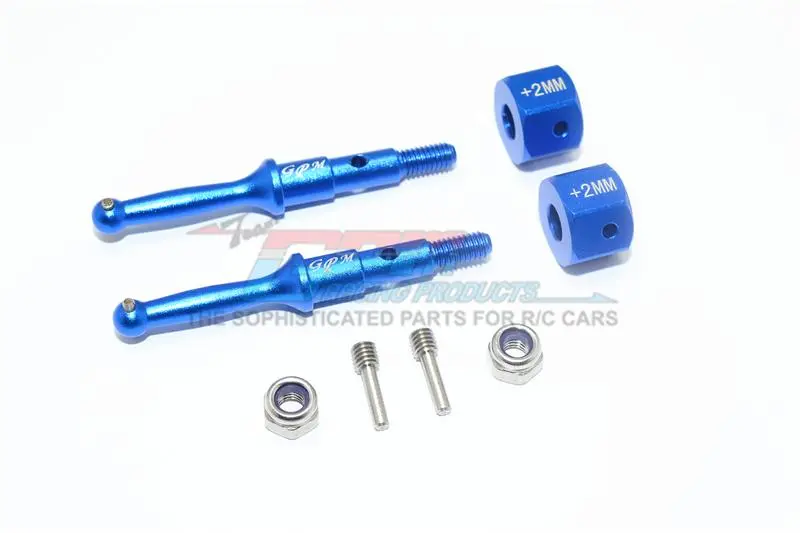 Tamiya T3-01 Dancing Rider Trike Aluminum Rear Wheel Shaft With Hex Adapter (+2Mm) - 4Pc Set Blue 1