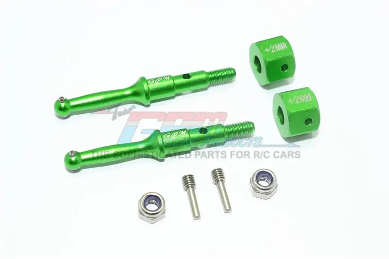 Tamiya T3-01 Dancing Rider Trike Aluminum Rear Wheel Shaft With Hex Adapter (+2Mm) - 4Pc Set Green 1