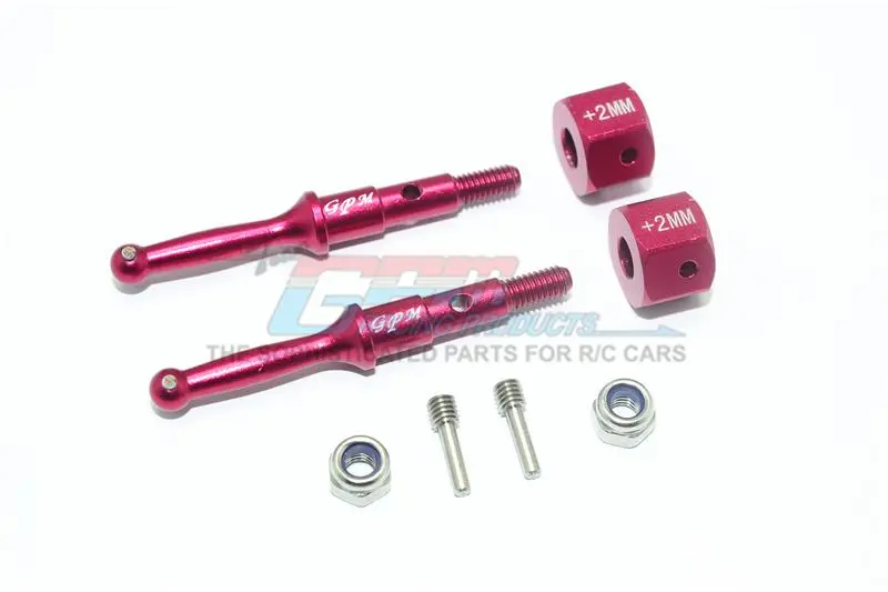 Tamiya T3-01 Dancing Rider Trike Aluminum Rear Wheel Shaft With Hex Adapter (+2Mm) - 4Pc Set Red 1