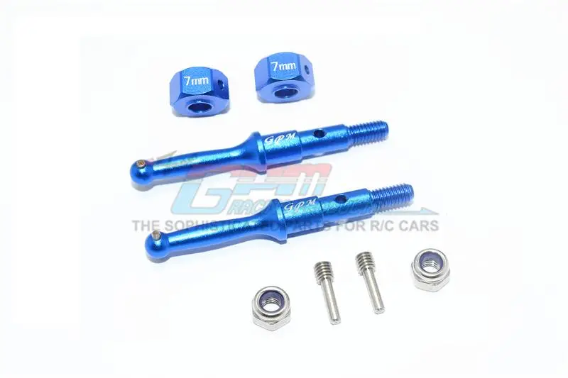 Tamiya T3-01 Dancing Rider Trike Aluminum Rear Wheel Shaft With Hex Adapter (7Mm) - 8Pc Set Blue 1