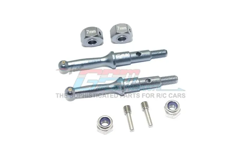 Tamiya T3-01 Dancing Rider Trike Aluminum Rear Wheel Shaft With Hex Adapter (7Mm) - 8Pc Set Gray Silver 1