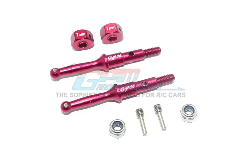 Tamiya T3-01 Dancing Rider Trike Aluminum Rear Wheel Shaft With Hex Adapter (7Mm) - 8Pc Set Red 1