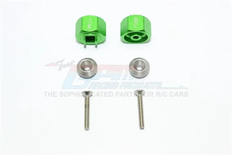 Tamiya T3-01 Dancing Rider Trike Aluminum Wheel Hex Adapter (+1Mm) - 1Pr Set Green 1