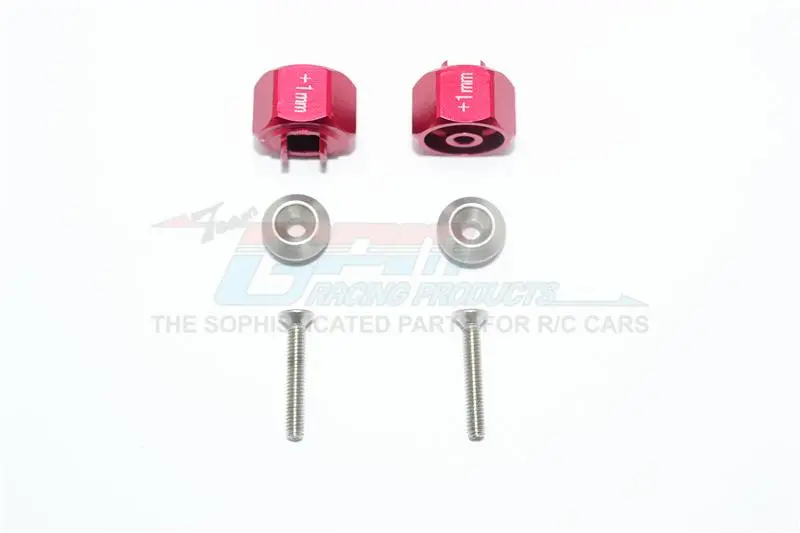 Tamiya T3-01 Dancing Rider Trike Aluminum Wheel Hex Adapter (+1Mm) - 1Pr Set Red 1
