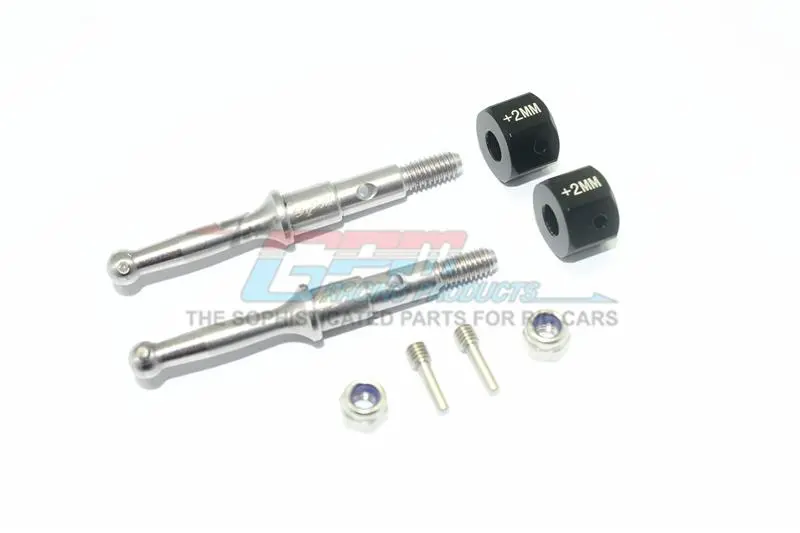 Tamiya T3-01 Dancing Rider Trike Stainless Steel Rear Wheel Shaft With Aluminum Hex Adapter (+2Mm) - 4Pc Set Black 1