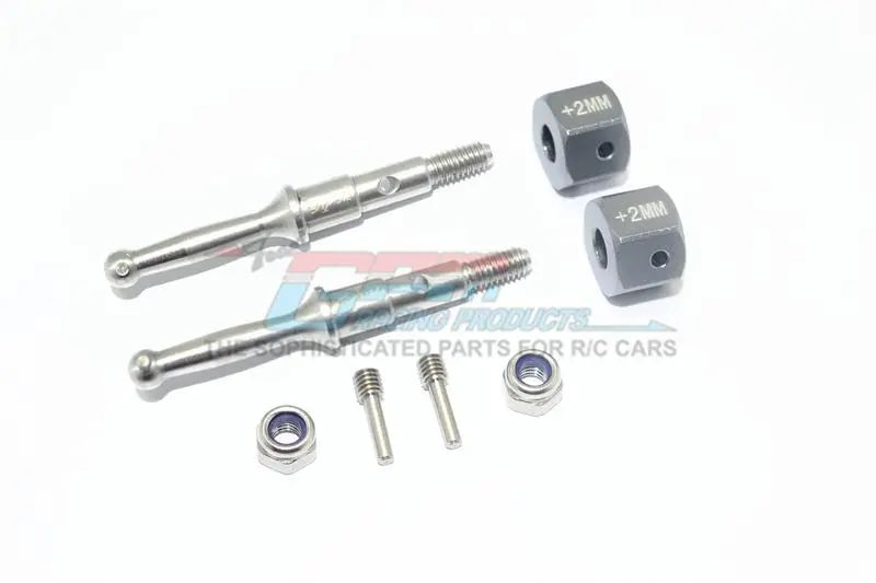 Tamiya T3-01 Dancing Rider Trike Stainless Steel Rear Wheel Shaft With Aluminum Hex Adapter (+2Mm) - 4Pc Set Gray Silver 1