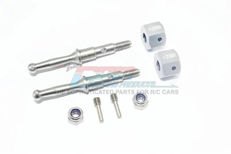Tamiya T3-01 Dancing Rider Trike Stainless Steel Rear Wheel Shaft With Aluminum Hex Adapter (+2Mm) - 4Pc Set Silver 1