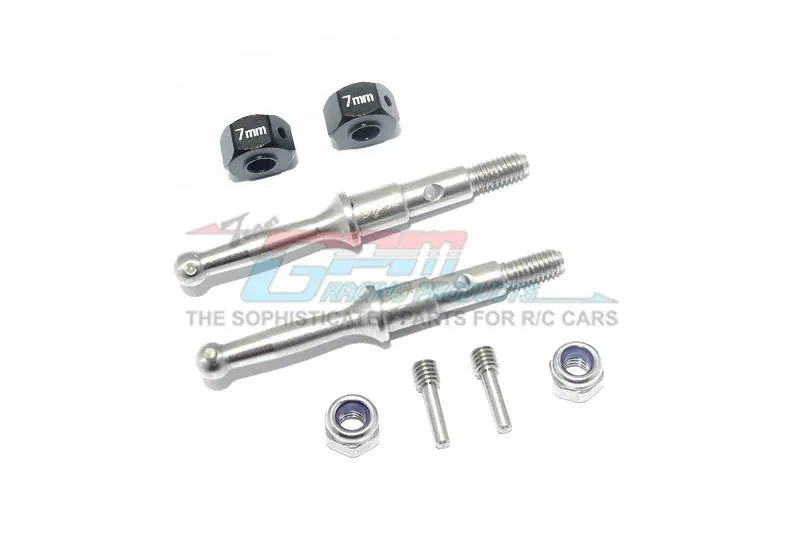 Tamiya T3-01 Dancing Rider Trike Stainless Steel Rear Wheel Shaft With Aluminum Hex Adapter (7Mm) - 8Pc Set Black 1