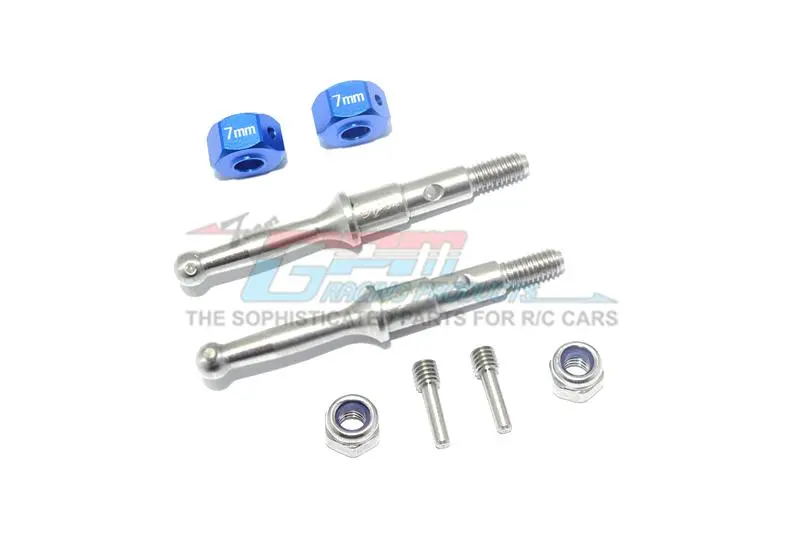 Tamiya T3-01 Dancing Rider Trike Stainless Steel Rear Wheel Shaft With Aluminum Hex Adapter (7Mm) - 8Pc Set Blue 1