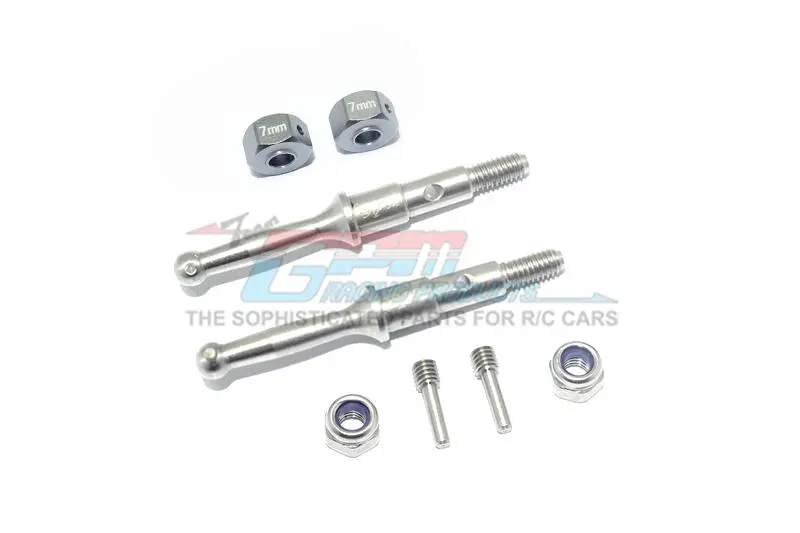 Tamiya T3-01 Dancing Rider Trike Stainless Steel Rear Wheel Shaft With Aluminum Hex Adapter (7Mm) - 8Pc Set Gray Silver 1