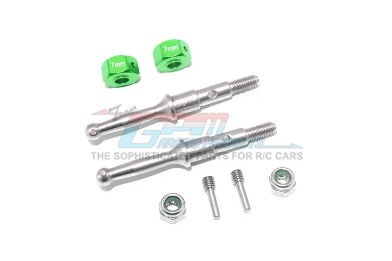 Tamiya T3-01 Dancing Rider Trike Stainless Steel Rear Wheel Shaft With Aluminum Hex Adapter (7Mm) - 8Pc Set Green 1