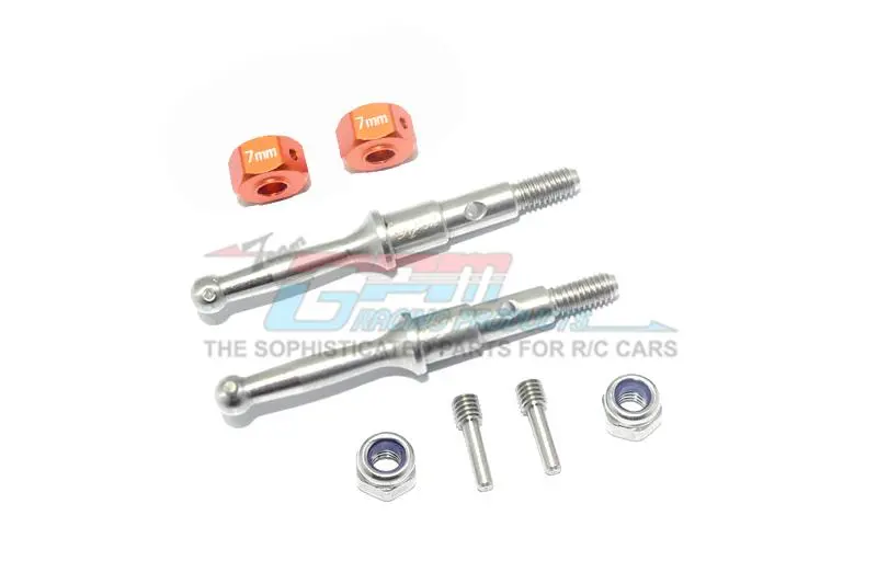 Tamiya T3-01 Dancing Rider Trike Stainless Steel Rear Wheel Shaft With Aluminum Hex Adapter (7Mm) - 8Pc Set Orange 1