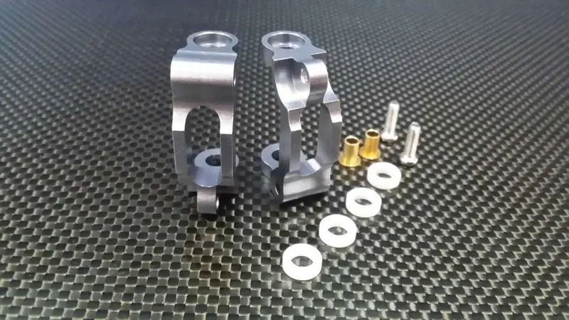Tamiya Ta02 Aluminum Front/Rear C-Hub With Bushing Bearing - 1Pr Gray Silver 1