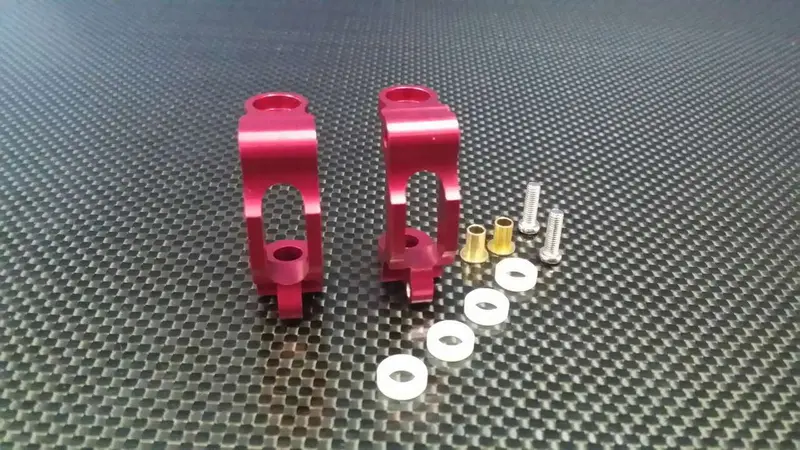 Tamiya Ta02 Aluminum Front/Rear C-Hub With Bushing Bearing - 1Pr Red 1