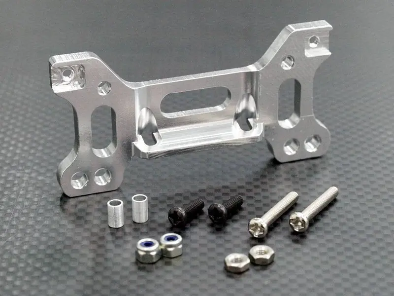 Tamiya Ta02 Aluminum Front Shock Stay With Collar Screws Silver 1