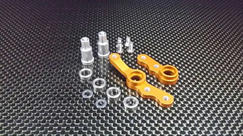 Tamiya Ta02 Aluminum Steering Assembly With Bearings - 1 Set Gold 1