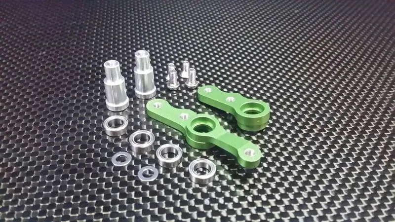 Tamiya Ta02 Aluminum Steering Assembly With Bearings - 1 Set Green 1