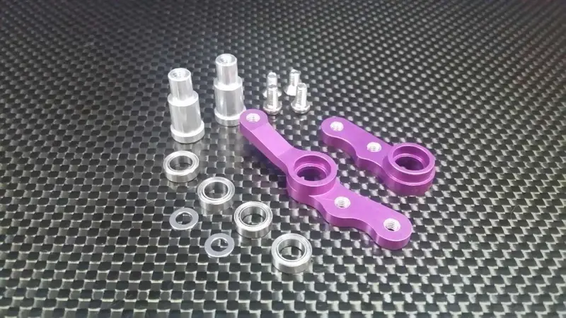 Tamiya Ta02 Aluminum Steering Assembly With Bearings - 1 Set Purple 1