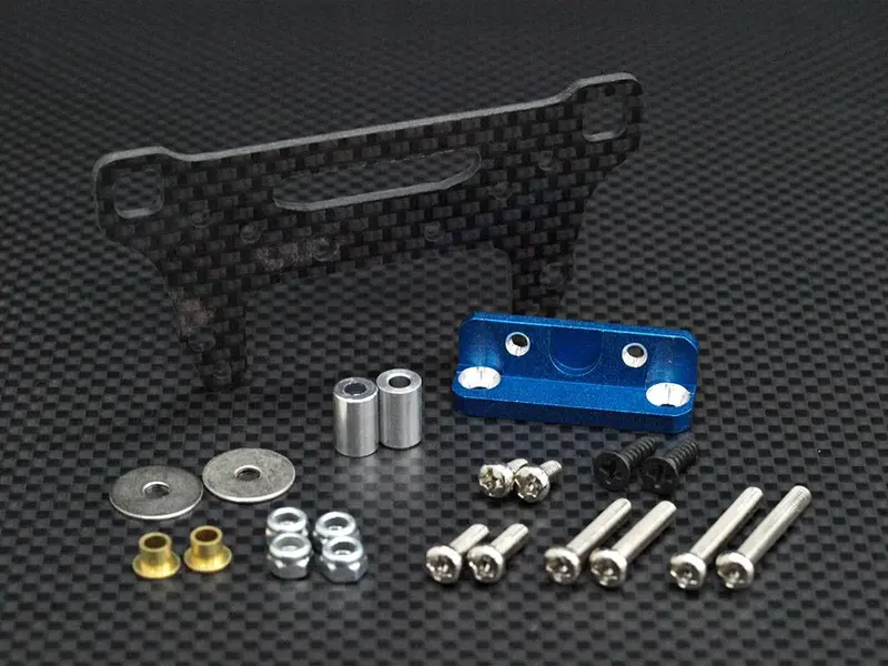 Tamiya Ta02 Graphite Front Shock Stay With Collar Screws - 1 Set Blue 1