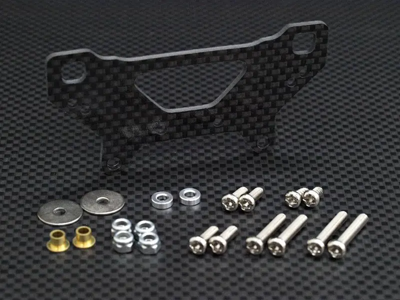 Tamiya Ta02 Graphite Rear Shock Stay With Collar Screws - 1 Set Black 1