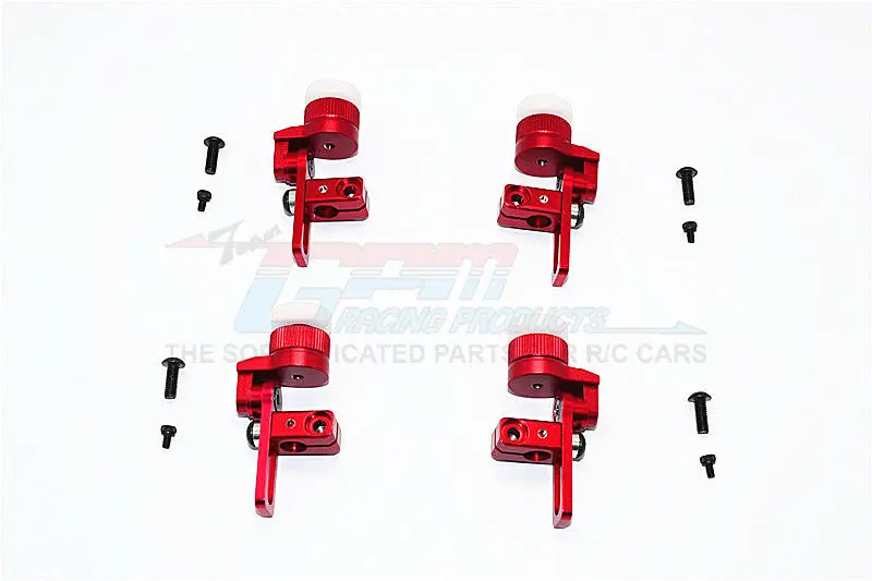 Tamiya Ta02t Aluminum Front & Rear Body Post Mount With 12Mm Magnet - 4Pcs Set Red 1