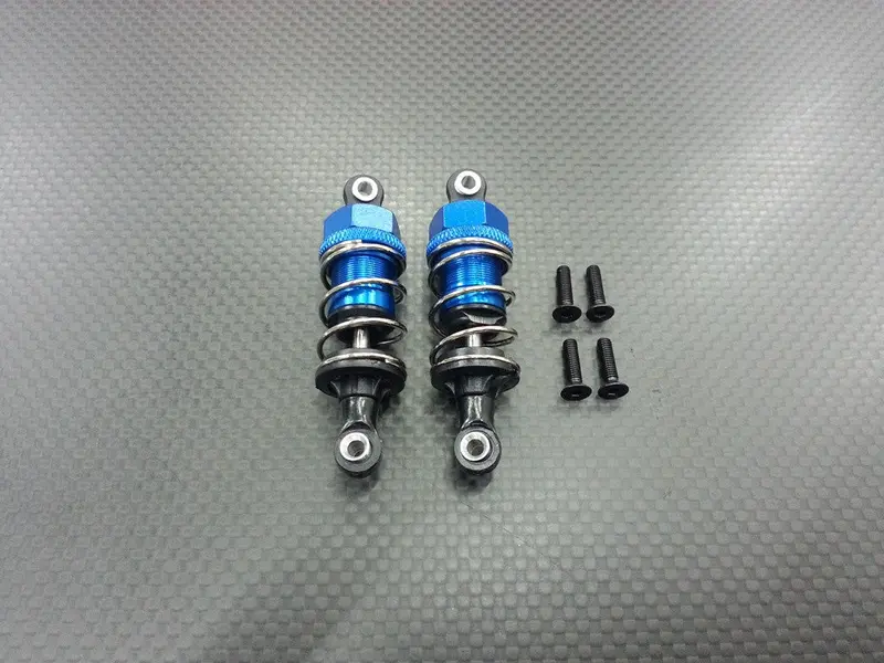 Tamiya Tb04 Aluminum Front/Rear Adjustable Spring Damper With Plastic Ball Top - 1 Pr Blue 1