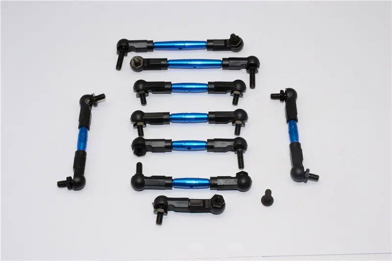 Tamiya Tb04 Aluminum Steering & Push Rods - 9 Pcs Set Blue 1