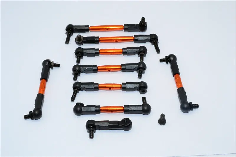 Tamiya Tb04 Aluminum Steering & Push Rods - 9 Pcs Set Orange 1