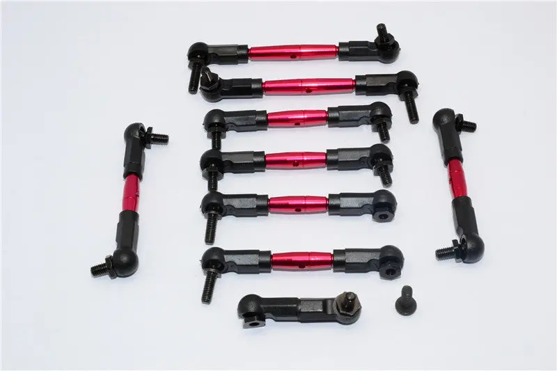 Tamiya Tb04 Aluminum Steering & Push Rods - 9 Pcs Set Red 1