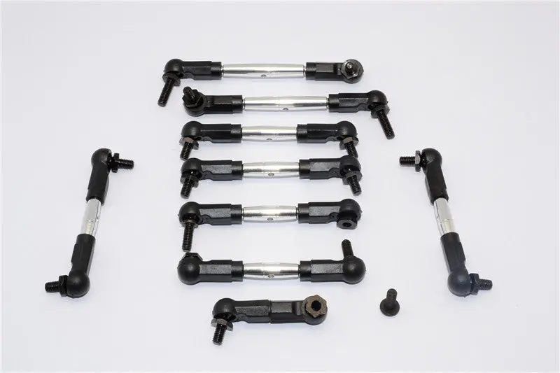 Tamiya Tb04 Aluminum Steering & Push Rods - 9 Pcs Set Silver 1