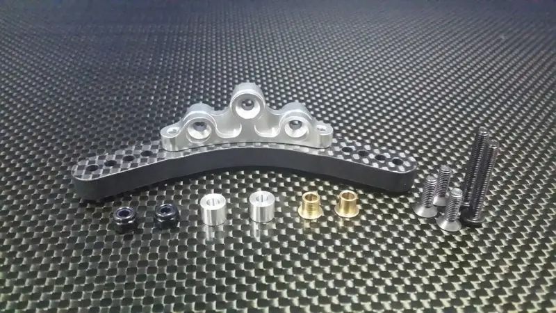 Tamiya Tb04 Graphite Front Damper Mount - 1 Set Silver 1