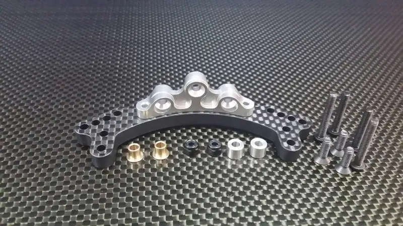 Tamiya Tb04 Graphite Rear Damper Mount - 1 Set Silver 1