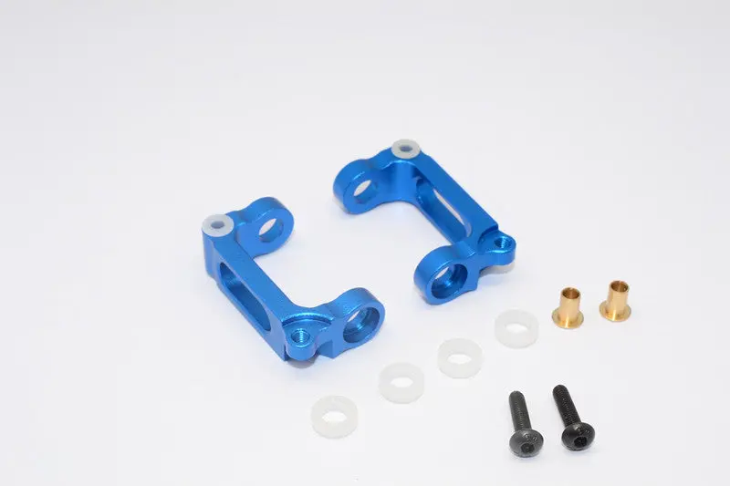 Tamiya Tl01 / M03 / Wild Dagger Aluminum Bearing C-Hub (Exclude Bearing) With Collars & Screws - 1Pr Set Blue 1
