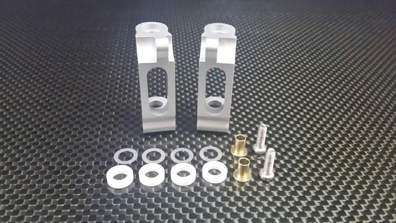 Tamiya Tl01 / M03 / Wild Dagger Aluminum Bearing C-Hub (Exclude Bearing) With Collars & Screws - 1Pr Set Silver 1