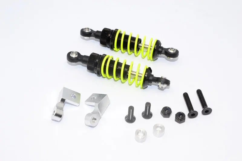 Tamiya Truck Scania R620 Highline Aluminum Front Adjustable Spring Damper With Lock Nuts & Collars & Mounts & Screws - 1Pr Set Black 1