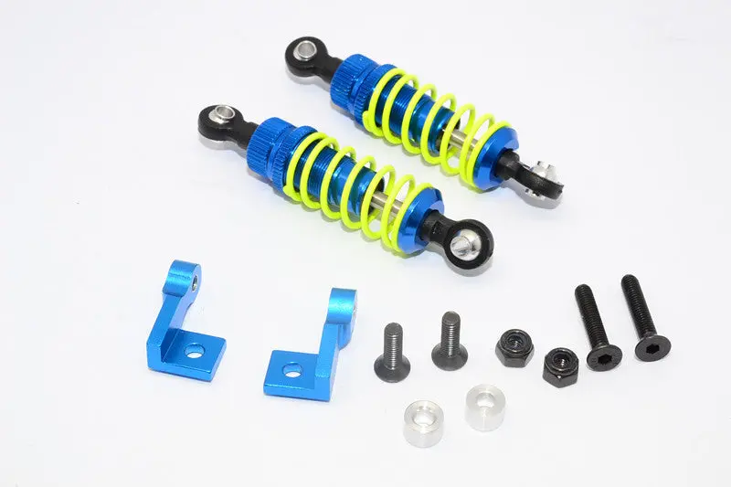 Tamiya Truck Scania R620 Highline Aluminum Front Adjustable Spring Damper With Lock Nuts & Collars & Mounts & Screws - 1Pr Set Blue 1