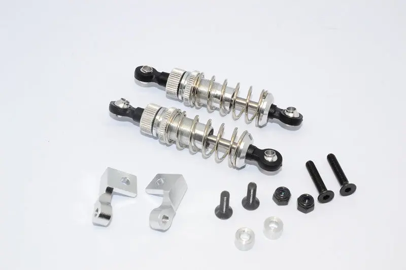 Tamiya Truck Scania R620 Highline Aluminum Front Adjustable Spring Damper With Lock Nuts & Collars & Mounts & Screws - 1Pr Set Silver 1