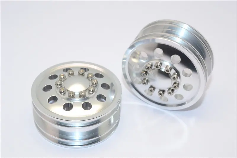 Tamiya Truck Scania R620 Highline Aluminum Front Wide Wheel (10 Holes) - 1Pr Silver 1