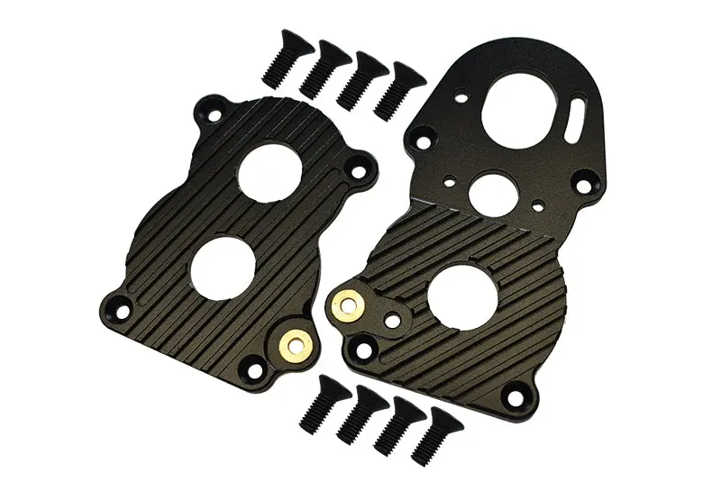 Tamiya Truck Scania R620 Highline Aluminum Gear Box Heatsink Plate With Fins - 2Pcs Black 1