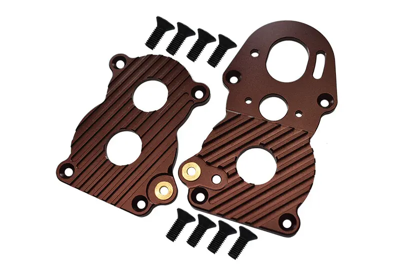 Tamiya Truck Scania R620 Highline Aluminum Gear Box Heatsink Plate With Fins - 2Pcs Brown 1